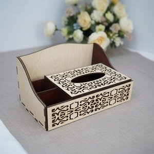 Laser Cut Desk Organizer with Tissue Box