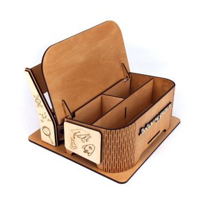 Laser Cut Desk Stationery Organizer Storage Box Vector