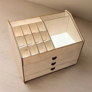 Laser Cut Desk Storage Box with Drawers Vector