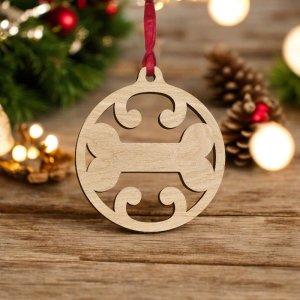 Laser Cut Dog Bone Christmas Ball Vector