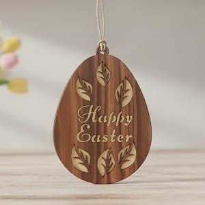 Laser Cut Double Layer Wooden Happy Easter Egg Ornament