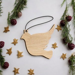Laser Cut Dove Christmas Ornament Craft Blank Vector