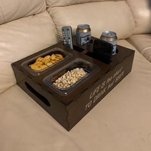 Laser Cut Drink Organizer TV Remote Mobile Holder Snack Container