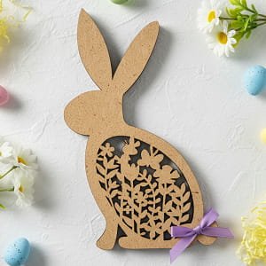 Laser Cut Easter Bunny Craft with Floral Cutout Design