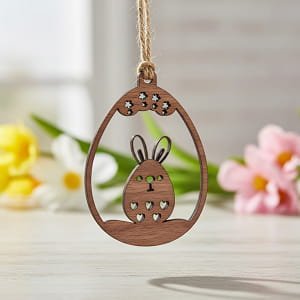 Laser Cut Easter Bunny Egg Hanging Decor with Heart and Star Cutouts