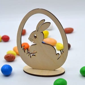 Laser Cut Easter Bunny with Egg Display Stand