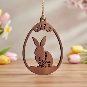 Laser Cut Easter Egg Bunny Floral Ornament for Spring Decoration