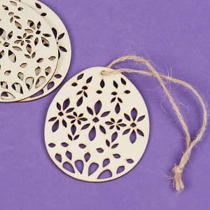 Laser Cut Easter Egg Ornament with Floral Pattern Cutouts