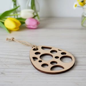 Laser Cut Easter Egg with Dotted Cutout Pattern