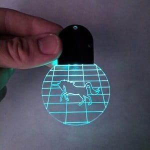 Laser Cut Edge Lit Acrylic Unicorn Pendant