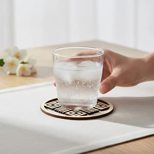 Laser Cut Elegant Modern Wooden Drink Coaster