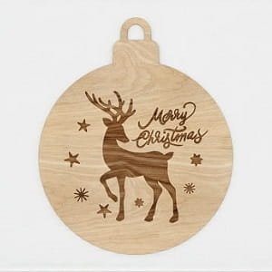 Laser Cut Engraved Merry Christmas Reindeer Ornament