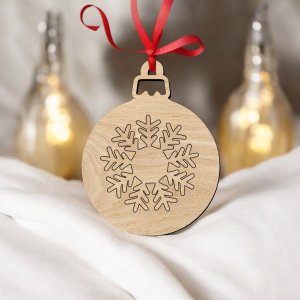 Laser Cut Engraved Snowflake Ornament Bauble Vector