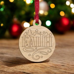 Laser Cut Faith Christmas Bauble Ornament Vector