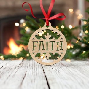 Laser Cut Faith Christmas Ornament Vector