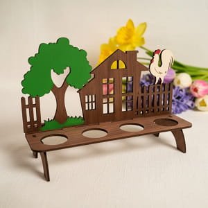 Laser Cut Farmhouse Easter Egg Holder Tabletop Decor Stand