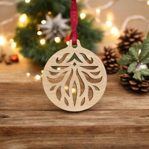 Laser Cut Floral Design Christmas Bauble Vector