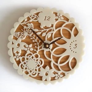 Laser Cut Floral Design Wall Clock