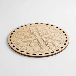 Laser Cut Floral Engraved Wooden Coaster with Holder