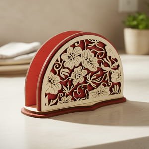 Laser Cut Floral Napkin Holder for Dining Table