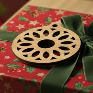 Laser Cut Floral Pattern Holiday Ornament