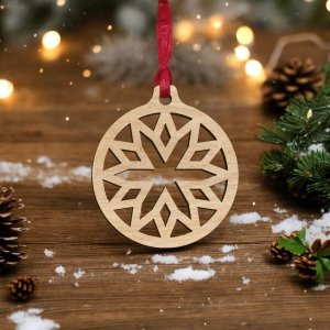 Laser Cut Floral Snowflake Bauble Vector