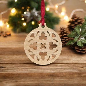 Laser Cut Floral Snowflake Christmas Tree Bauble Vector