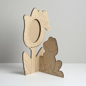 Laser Cut Flower and Frog Wooden Photo Frame | Kids Room Decor