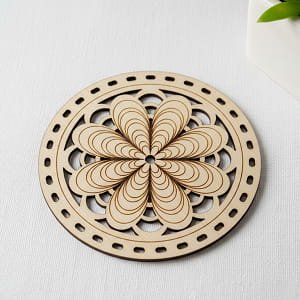 Laser Cut Flower Mandala Wooden Coasters with Stand