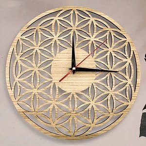 Laser Cut Flower of Life Geometric Wall Clock