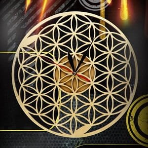Laser Cut Flower of Life Intersect Rings Geometric Wall Clock