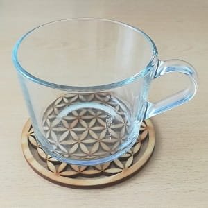 Laser Cut Flower of Life Wooden Coaster