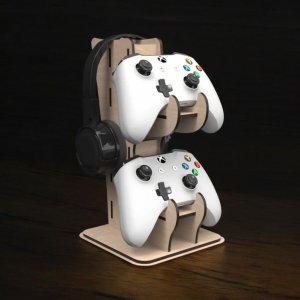 Laser Cut Gamer Controller and Headphone Stand Vector