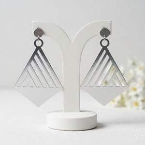 Laser Cut Geometric Diamond Dangle Earrings