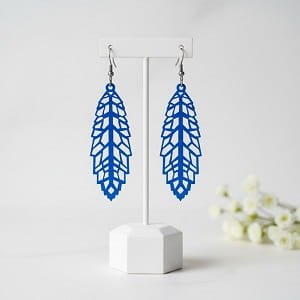 Laser Cut Geometric Feather Statement Earrings