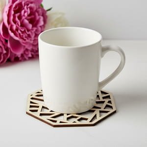 Laser Cut Geometric Pattern Wooden Coaster