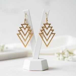 Laser Cut Geometric Triangle Dangle Earrings
