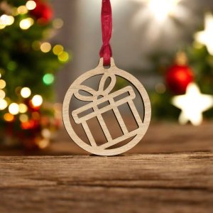 Laser Cut Gift Box Christmas Ornament Vector