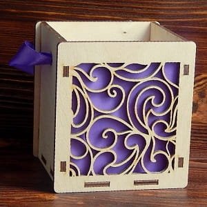 Laser Cut Gift Box with Swirl Cutout Design