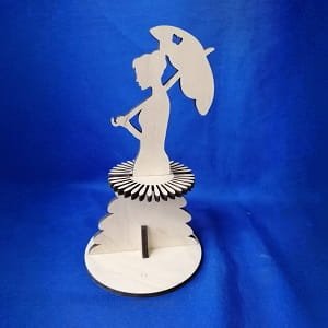 Laser Cut Girl with Umbrella Napkin Holder for Dining and Party Table