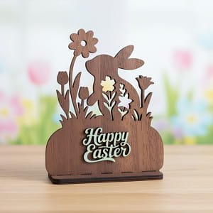 Laser Cut Happy Easter Bunny Tabletop Centerpiece Decoration