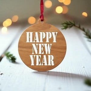Laser Cut Happy New Year Ornament