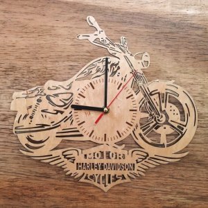 Laser Cut Harley Davidson Motorcycle Wall Clock Vector