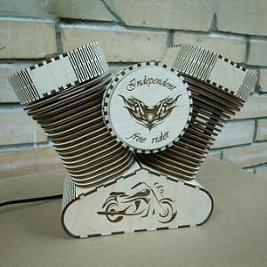 Laser Cut Harley Davidson Style Wooden Lamp