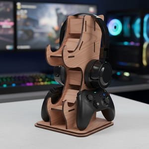 Laser Cut Headphone Holder and Game Controller Stand