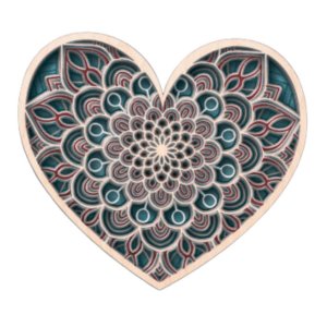 Laser Cut Heart Shaped Multi Layered Mandala