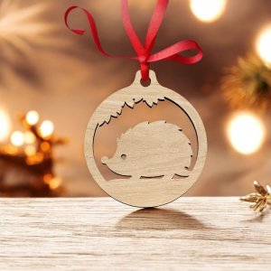 Laser Cut Hedgehog Christmas Ornament Vector