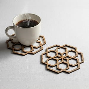 Laser Cut Hexagon Wooden Coaster