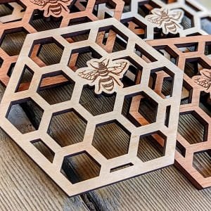 Laser Cut Honeycomb Coasters Hot Pads Trivets