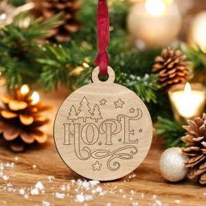 Laser Cut Hope Christmas Bauble Ornament Vector